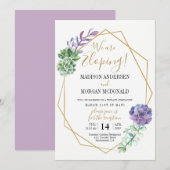 Lilac succulenten Ontvangst uitnodiging voor elope (Voorkant / Achterkant)