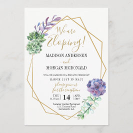 Lilac succulenten Ontvangst uitnodiging voor elope