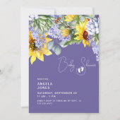 Lilac & Sunflower Bloemige Baby Shower Kaart (Voorkant)