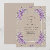 Lilac Taupe Wingerd Bruiloft Kaart (Voorkant / Achterkant)
