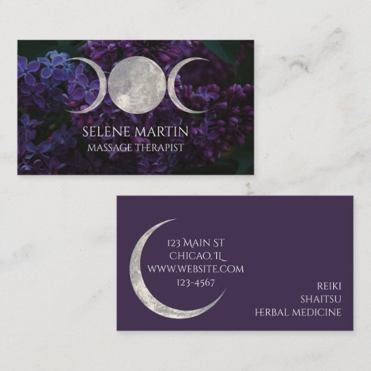 Lilac & Triple Moon business card Visitekaartje (Voorkant / Achterkant)