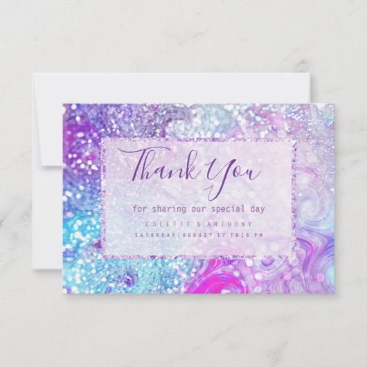 Lilac turquoise paarse marmer glitters Bedankt (Voorkant)