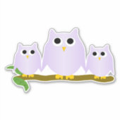 Lilac Uilen Ontwerp Sticker (Voorkant)