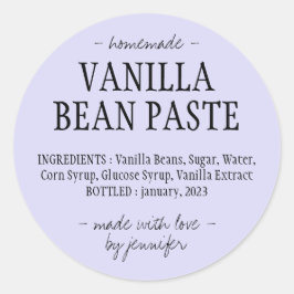 Lilac Vanillebonenpasta Fles Huisgemaakt extract Ronde Sticker