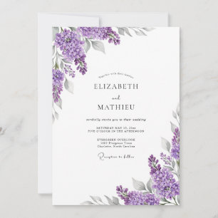Lilac Verfijnd Botanisch Bruiloft Kaart