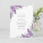 Lilac Verfijnd Botanisch Bruiloft Kaart (Staand voorkant)