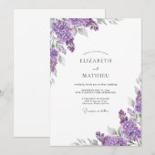 Lilac Verfijnd Botanisch Bruiloft Kaart (Voorkant / Achterkant)