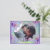 Lilac Verget-mij-niet bloem Save the dates Aankondiging (Staand voorkant)