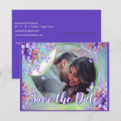 Lilac Verget-mij-niet bloem Save the dates Aankondiging (Voorkant / Achterkant)