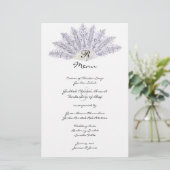 Lilac Vintage Veerwaaier Trouwmenu (Staand voorkant)