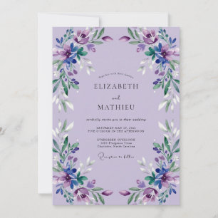 Lilac Violet Bloem Bruiloft Kaart