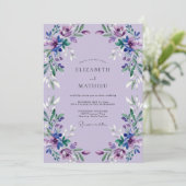 Lilac Violet Bloem Bruiloft Kaart (Staand voorkant)