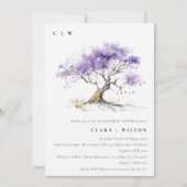 Lilac Watercolor Jacaranda Boom Reheersalmiddag Kaart (Voorkant)