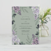 Lilac Waterverf Blad Bruiloft Kaart (Staand voorkant)