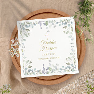 Lilac Waterverf Bloemen Doop Christening Servet