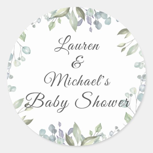 Lilac Waterverf Bloemen Paar Baby Shower Ronde Sticker (Voorkant)