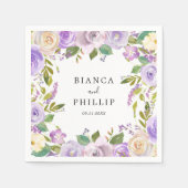 Lilac Waterverf Bloemige Elegante Trouw Servet (Voorkant)