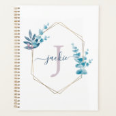 Lilac Waterverf Eucalyptus Frame Monogram Planner (Voorkant)