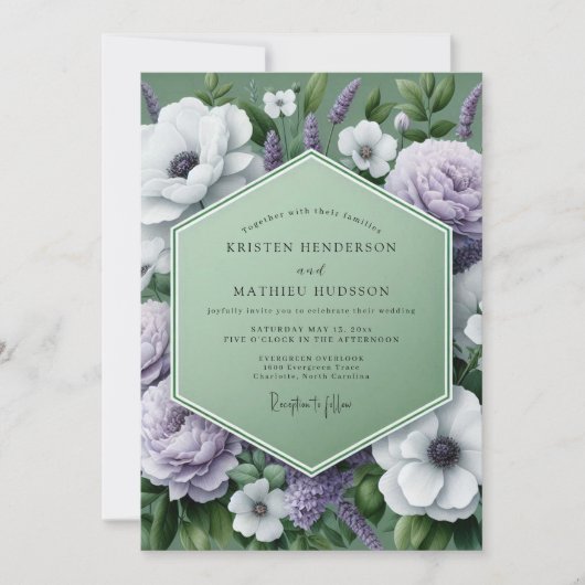 Lilac Weelderige Bruiloftsbloei Kaart (Voorkant)