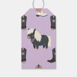 Lilac Western Cowgirl Pony Cadeautags Cadeaulabel