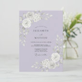 Lilac White Roze Trouw Kaart (Staand voorkant)