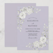 Lilac White Roze Trouw Kaart (Voorkant / Achterkant)