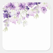 Lilac wilde bloemen bruids douche vierkante sticke vierkante sticker (Voorkant)