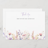 Lilac Wilde Bloemen Bruidsmeisjesfeest  Bedankkaart (Voorkant / Achterkant)
