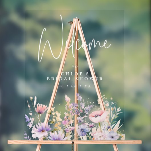 Lilac Wilde Bloemen Bruiloft Feest Welkom Acryl Bord (Neutraal)