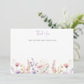 Lilac Wilde Bloemen Bruiloftsborrel Bedankkaart (Staand voorkant)
