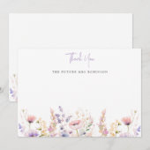 Lilac Wilde Bloemen Bruiloftsborrel Bedankkaart (Voorkant / Achterkant)