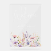 Lilac Wilde Bloemen Bruiloftsontvangst Acryl Bord (Voorkant)