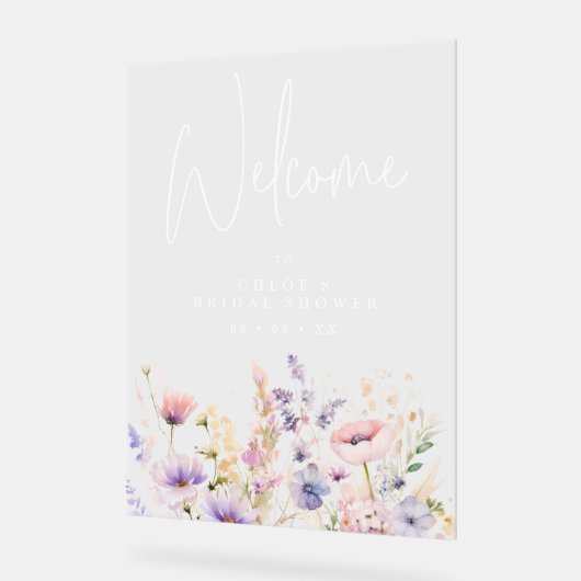 Lilac Wilde Bloemen Bruiloftsontvangst Acryl Bord (Hoek)