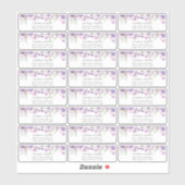 Lilac wilde bloemen gasten adreslabel sticker (Vel)