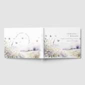 Lilac Wildebloem Vlinder Veld Landschap Bruiloft Gastenboek (Volledig)