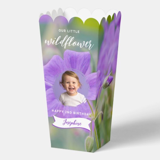Lilac Wildflower Custom Photo Kid's Happy Birthday Bedankdoosjes (Voorkant)