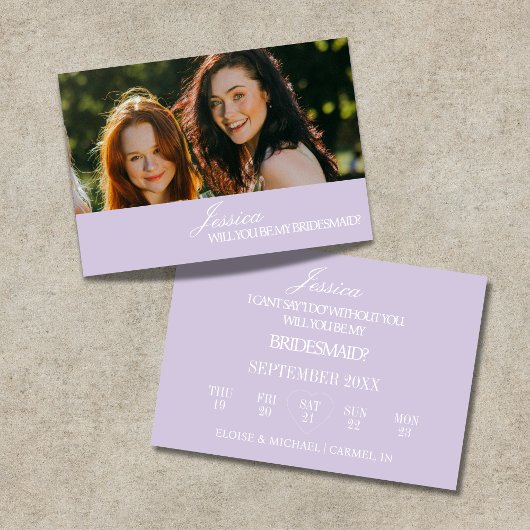 Lilac Will You Be My Bridesmaid Proposal Card Kaart