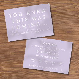 Lilac Will You Be My Bridesmaid Proposal Card Kaart