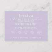 Lilac Will You Be My Bridesmaid Proposal Card Kaart (Achterkant)