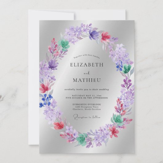 Lilac Zachte Bloesem Bruiloft Kaart (Voorkant)