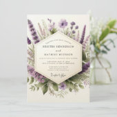 Lilac Zachte Wilde Bloemen Bruiloft Kaart (Staand voorkant)