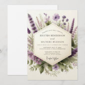 Lilac Zachte Wilde Bloemen Bruiloft Kaart (Voorkant / Achterkant)