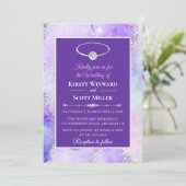 Lilac Zilveren Glitter Agate Bruiloft Kaart (Staand voorkant)