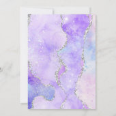 Lilac Zilveren Glitter Agate Bruiloft Kaart (Achterkant)