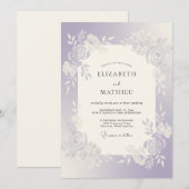 Lilac Zilveren Rozen Bruiloft Kaart (Voorkant / Achterkant)