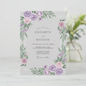 Lilac Zilveren Waterverf Bruiloft Kaart (Staand voorkant)