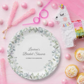 Lilacgroen Waterverf Bloemige Bruidsdouche Papieren Bordje (Feest)
