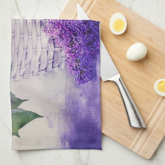 Lilacs and Basket Theedoek (Quarter Fold)