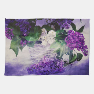 Lilacs and Basket Theedoek