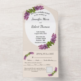 Lilacs and Cream All in One Wedding Invite Uitnodiging